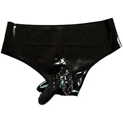 Latex Rubber Shorts Men Underwear Briefs Pants With Two Sheaths Latex Panties