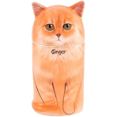 unipaws Custom Cat Urn for Ashes, Hand-Painted Ceramic Pet Memorial Statue from Photo, Personalized Figurine Cremation Keepsake for Cats up to 55 lbs, Decorative Pottery Container with Seal