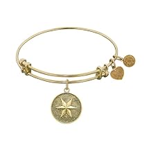 Jewelry Affairs Yellow Stipple Finish Brass Hope Bangle Bracelet, 7.25"