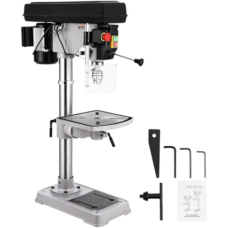 15 in Benchtop Drill Press with Swing-away Safety Guard, 7.5 Amp 120V Pure Copper Motor, 288-3084 RPM Variable Speed, 0-45 Tilting Worktable, Tabletop Drilling Machine for Wood Metal