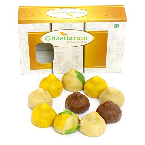 Ghasitaram Gifts Indian Sweets - Ganesha Chaturthi Gifts, Sugarfree Kaju Mawa Mix Modaks, 200g