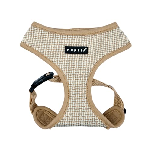 Puppia Amatus Dog Harness A Over-The-Head Fashionable Houndstooth Pattern Spring Summer Harness for Small and Medium Dogs, Beige, Small