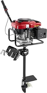Outboard Motor, 196CC 8HP 4-Stroke Outboard Boat Motor with TCI Ignition and Air Cooled System, Portable Gasoline Outboard Motor Engine Hand-Pull Recoil Start Fishing Boat Engine for Inflatable Boat