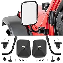 Quick Release Mirrors with Square Head - Fits Jeep Wrangler JL & Gladiator JT 2018-2023 - Solid Steel - "Doors Off" Driving Experience - Mounts To The "A" Pillar y Adjustable - Sold In Pairs