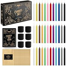 WYSPELL 36 Colored Spell Candles | 5" x 1/2" | Taper Candles Kit for Witchcraft & Decor | 6 Chime Candle Holders | Wiccan Supplies & Candlesticks Set