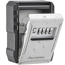 Puroma Key Lock Box with Key Hook, Resettable 4-Digit Combination, Waterproof Key Storage Security, Large Capacity Wall Mounted for House Keys, Realtors, Garage Spare Keys