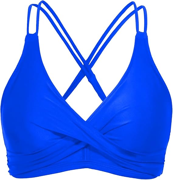 Holipick Twist Front Bikini Tops for Women - Push Up Bathing Suit Top Padded Swimsuit Top