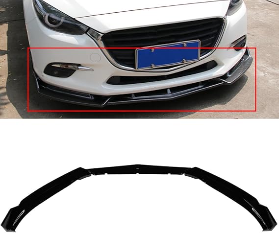 ECCPP Front Bumper Lip PP fit for 2014-2018 for Mazda 3 Axela Front Lip Spoiler Glossy Black Front Lip Body Kit