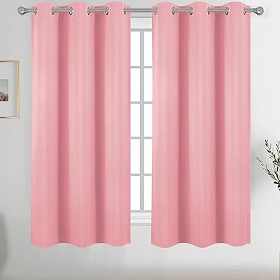 Diraysid Pink Grommet Blackout Curtains for Bedroom Thermal Insulated Room Darkening Curtains Drapes, 38 x 63 inch, 2 Panels