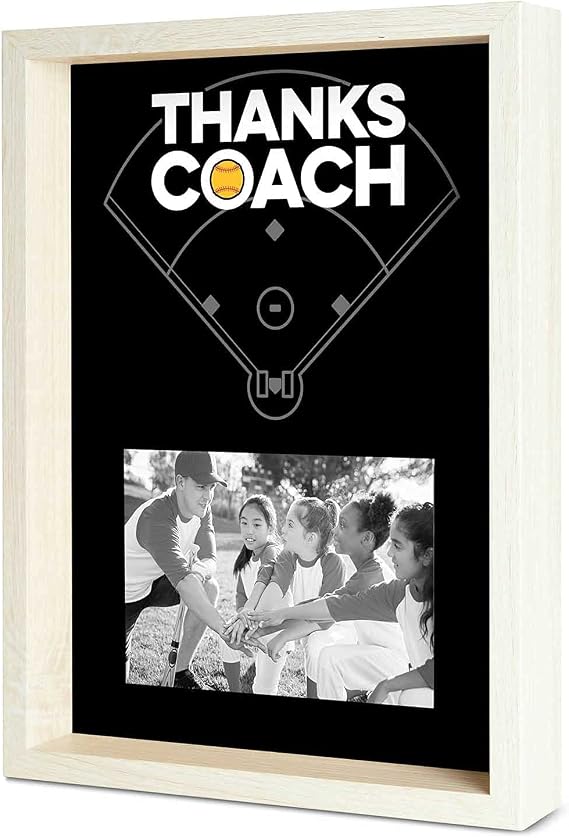 ChalkTalkSPORTS Softball Coach Gift Frame - Autograph Ready Softball Picture Frame - Holds 4x6 Photo - Desk or Wall Display - Thanks Coach