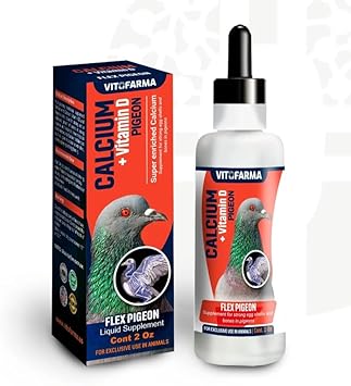 Calcium 60 ml for Pigeons & Birds with Vitamins D3 - Breeding, Bone Supports for Pigeons