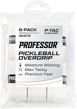 Professor P-Tac Pickleball Paddle Overgrip Max Tacky, Moisture-Wicking Grip Tape for Pickleball Paddles in 6 & 12 Packs, Anti-Slip & Durable Overgrip for Control & Enhanced Performance