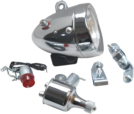 JRL 12V 6W 6V 3W Motorized Bicycle Head Tail Lamp Friction Generator Dynamo Light Kit Suit
