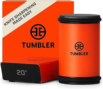 TUMBLER Pro Rolling Knife SharpenerTM - Knife Sharpening Made Easy - Rolling Knife Sharpening Kit with Removable Disc System - Includes 4-Layer Diamond Sharpening Disc & EdgeBoost Ceramic Disc (Orange)