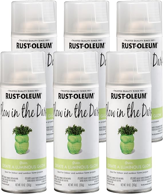 Rust-Oleum 342598 Glow in The Dark Spray Paint, 10 oz, 6 Pack