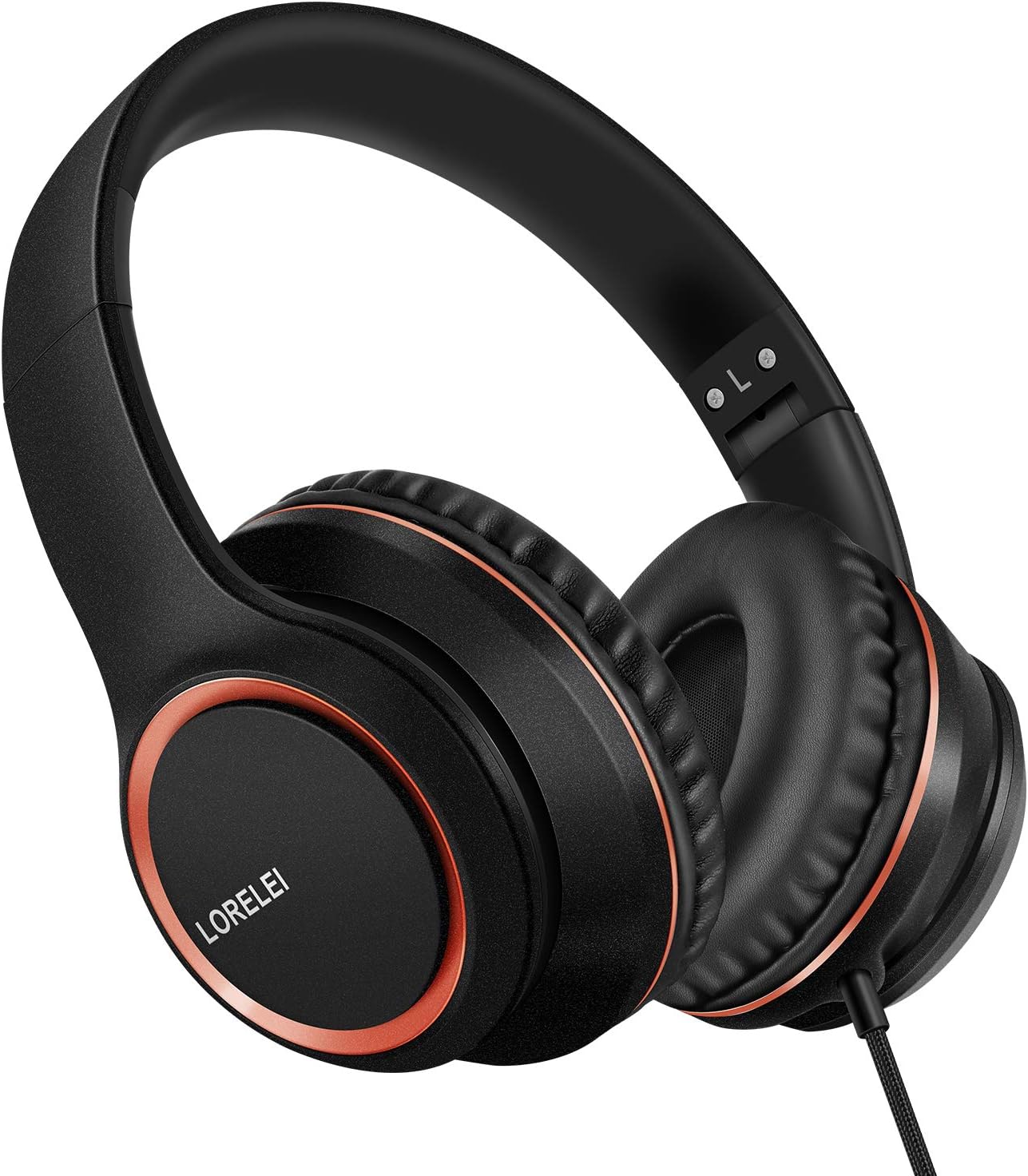 LORELEI X8 Over-Ear Wired Headphones with Microphone with 1.45m-Tangle-Free Nylon Line&3.5mm Plug,Lightweight Foldable & Portable Headphones for Smartphone,Tablet,Computer,Mp3/4(Dark Blue)