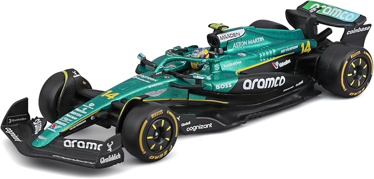Bburago 1:43 Scale Race Formula Aston Martin AMR25 w/Helmet (2025), Alonso #14