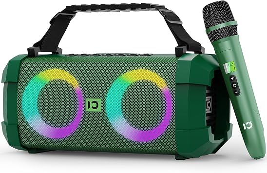 SHIDU 60W Portable Bluetooth Speaker with Wireless Microphone Party Microphone and Speaker Set for Outdoor, Bluetooth Boombox with 5 Lights /3 Sound Effects/UHF Microphone/Deep Bass/TF/U-Disk