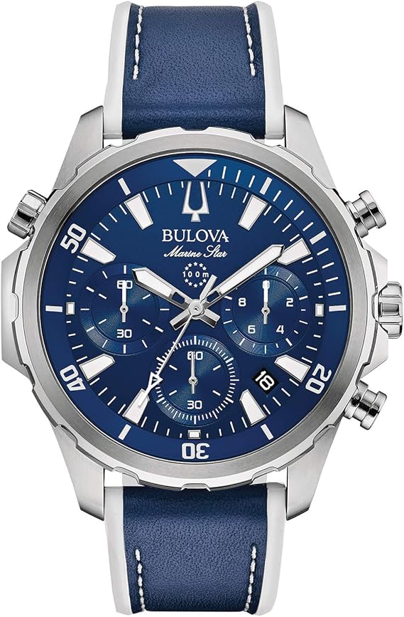 Bulova Mens Marine Star Series B Stainless Steel 6-Hand Chronograph Quartz Watch, 100M