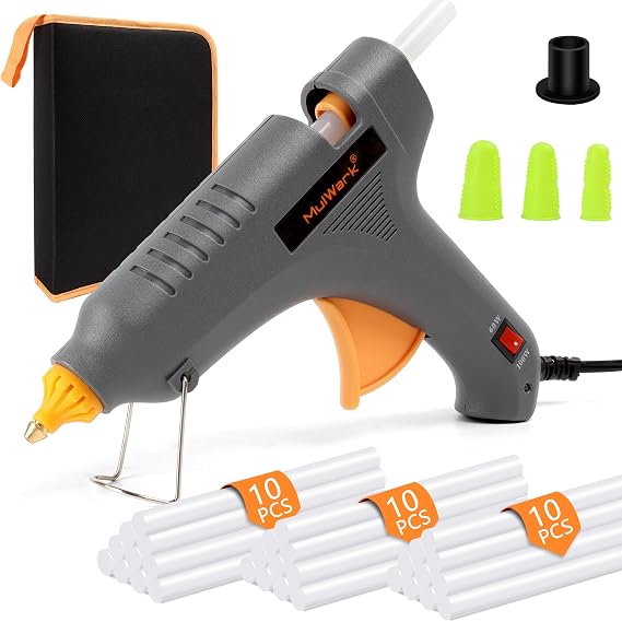 Mulwark Full-Size Hot Glue Gun Kit High Performance Dual Power 60/100W Industrial Glue Gun Set with 30 Glue Sticks for Crafting, Repairs, and DIY Projects