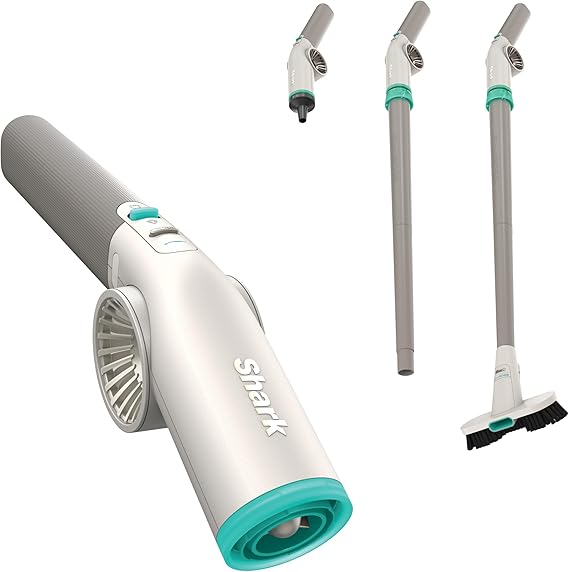 NEW Shark BlastBoss All-in-One Air Blasting System with BlastBroom, Precision Nozzle, Extension Wand, Indoor/Outdoor Cleaning, 0-190 MPH, Cordless Handheld Blower, Rechargeable, Dove, AB2111GY