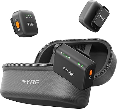 YRF Mic 2 2 TX  1 RX  Charging Case, mini Wireless Lavalier Microphone for iPhone AndroidTablets, Intelligent Noise Cancelling for Video Recording Podcast M15