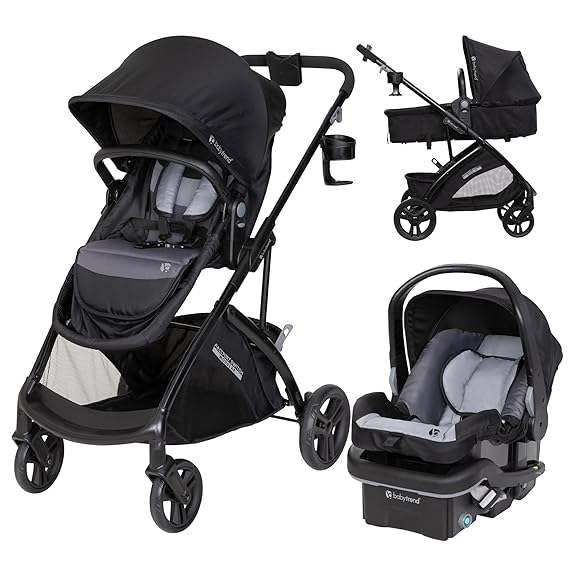 Baby Trend Passport Switch 6-in-1 Modular Stroller Travel System with EZ-LiftTM Plus Infant Car Seat, Dash Black