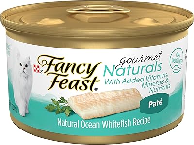 Purina Fancy Feast Wet Cat Food Pate Gourmet Naturals Ocean Whitefish Recipe - Pack of 12 3 oz. Cans